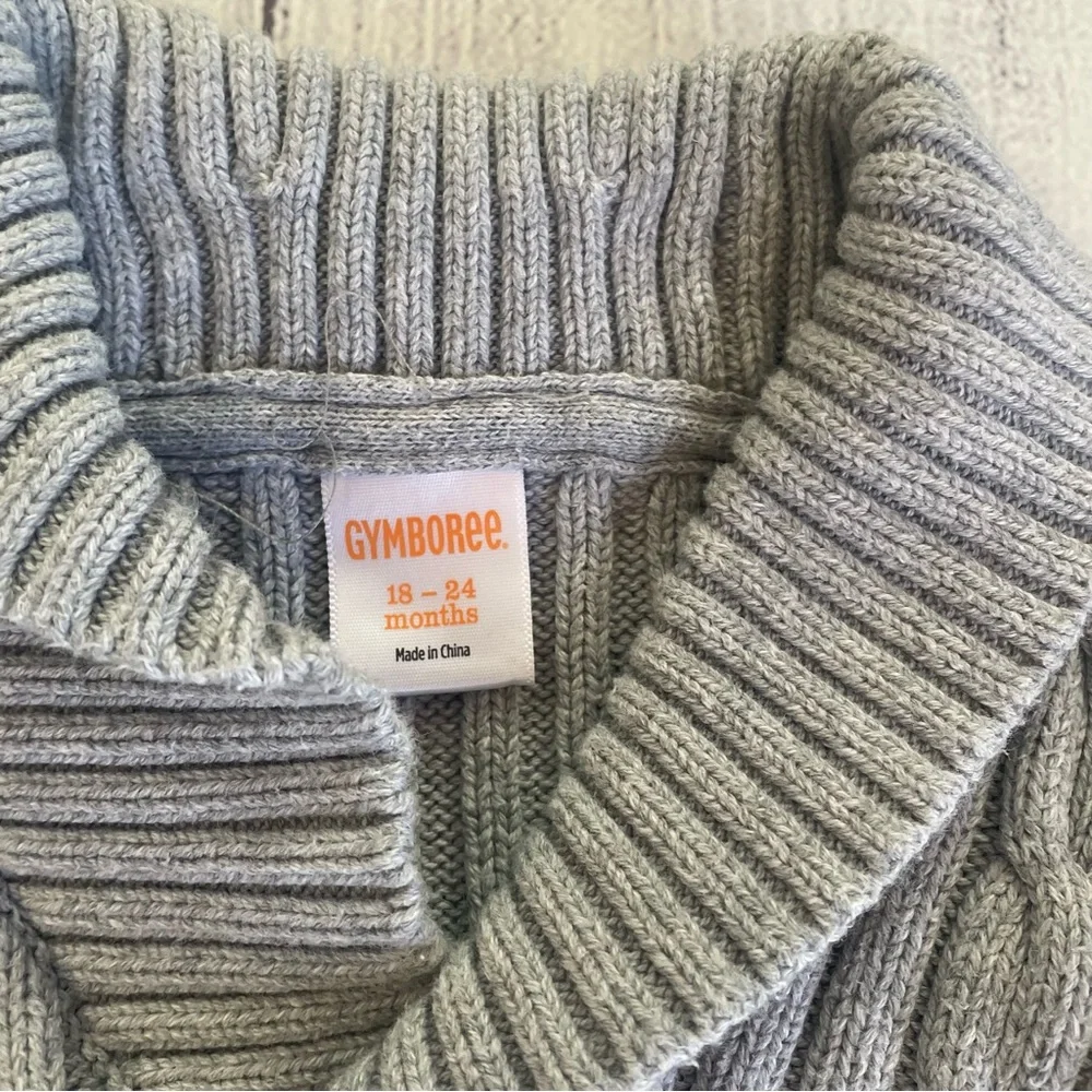 Gymboree Plum Party Grey Cable Knit Sweater Size 18-24 months